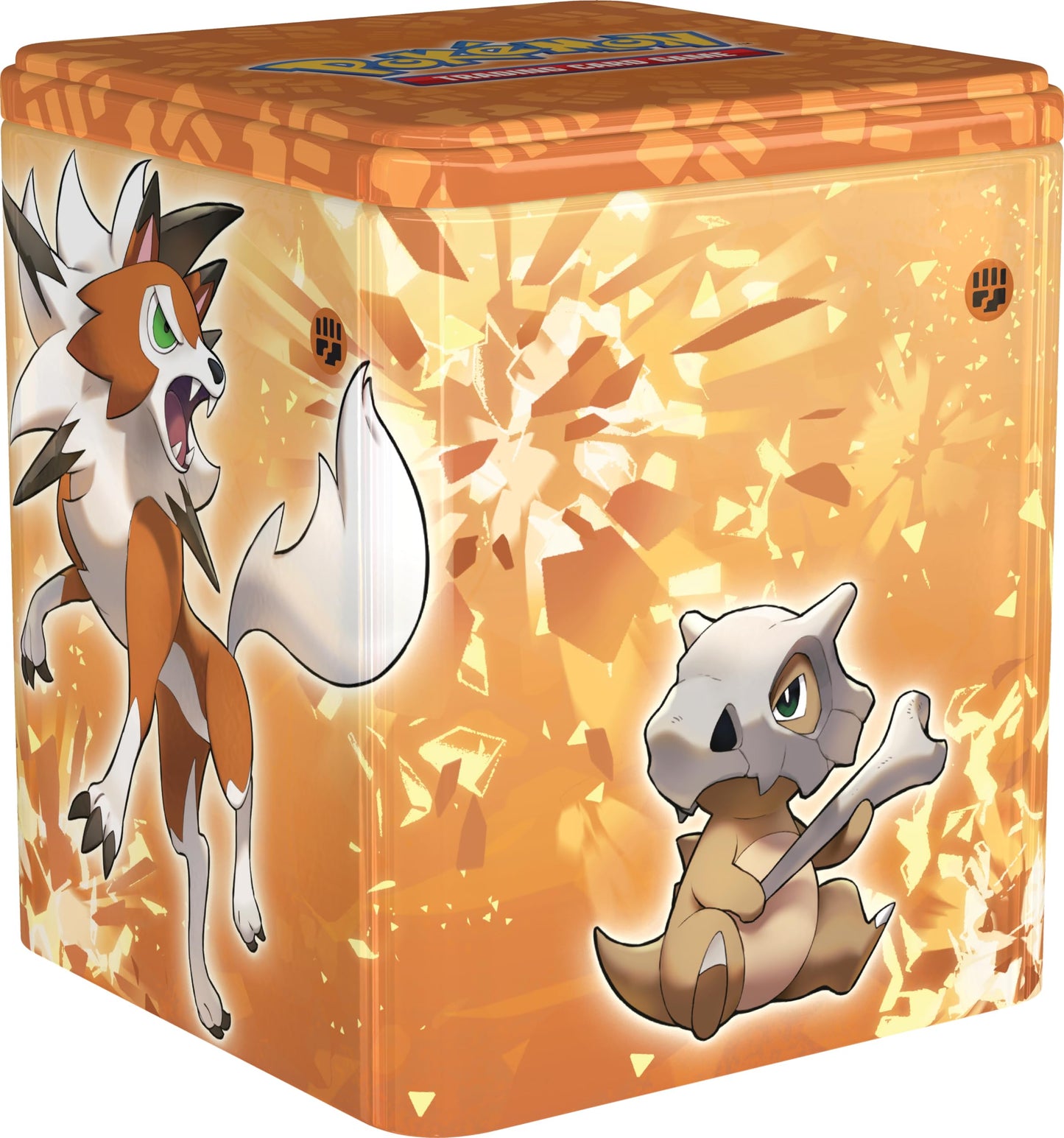 Pokémon TCG: Fighting Stacking Tin - Lycanroc (3 booster packs & coin)