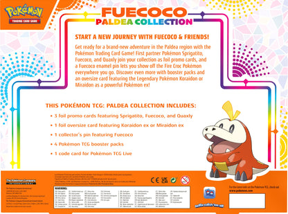 Pokemon TCG: Paldea Collection - Fuecoco (3 Foil Promo Cards, 1 Foil Oversize Card & 4 Booster Packs)