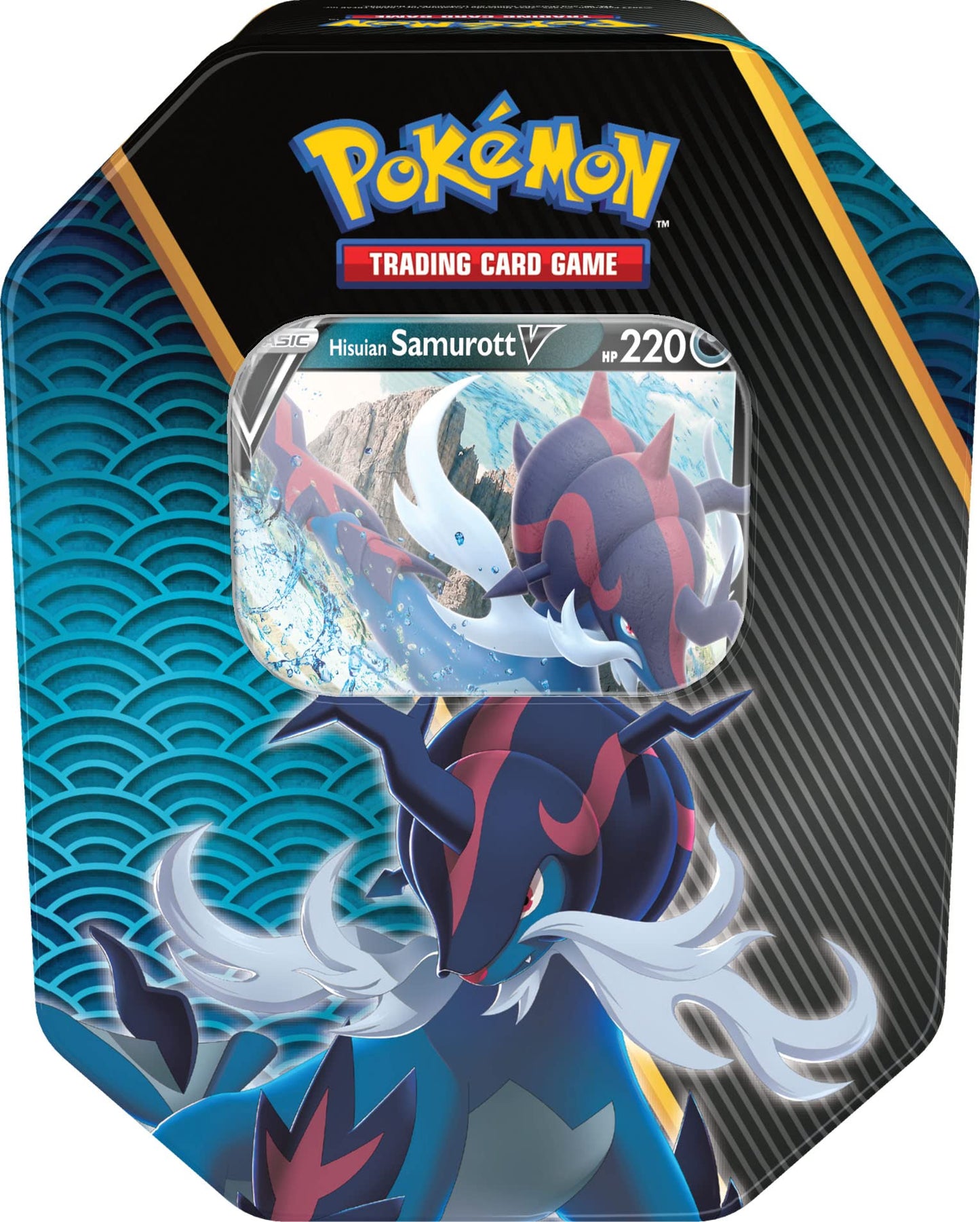 Pokemon TCG: Divergent Powers Tin - Hisuian Samurott V (1 Foil Card & 4 Booster Packs)