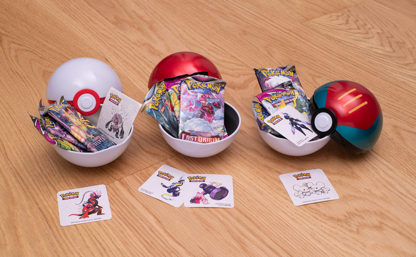 Pokémon TCG: Poké Ball Tin Bundle - Poké Ball, Lure Ball & Premier Ball (9 TCG Booster Packs, 7 Sticker Sheets)