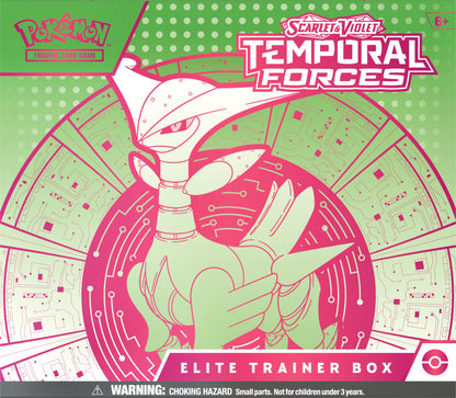 TCG: Scarlet & Violet - Temporal Forces Elite Trainer Box - Iron Leaves (1 Full-Art Iron Thorns Promo Card, 9 Boosters & Premium Accessories)