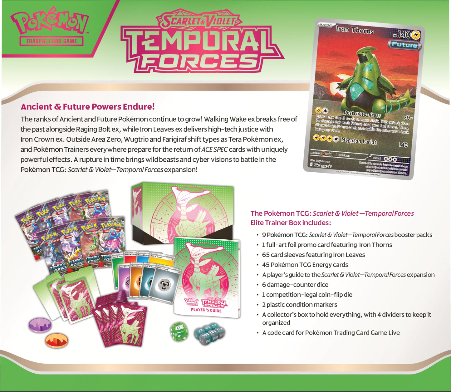 Pokemon TCG: Scarlet and Violet: Temporal Forces: Elite Trainer Box: Walking Wake