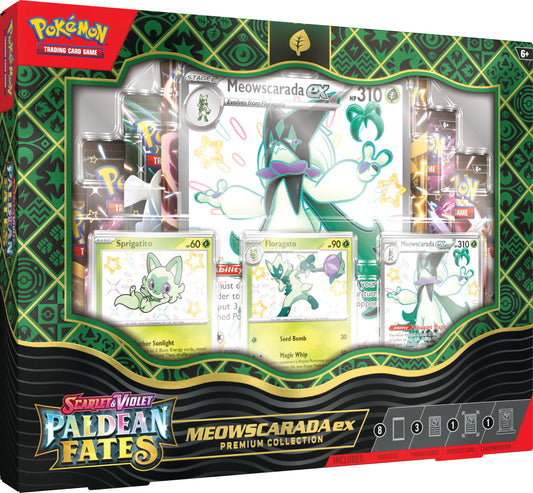 Pokemon TCG: Scarlet & Violet - Paldean Fates Premium Collection  -  Meowscarada ex (3 Etched Foil Promo Cards, 1 Oversized Card & 8 Boosters)