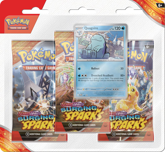 TCG: Scarlet & Violet - Surging Sparks 3-Pack Blister Ð Quagsire (3 Booster Packs & Foil Promo Card)