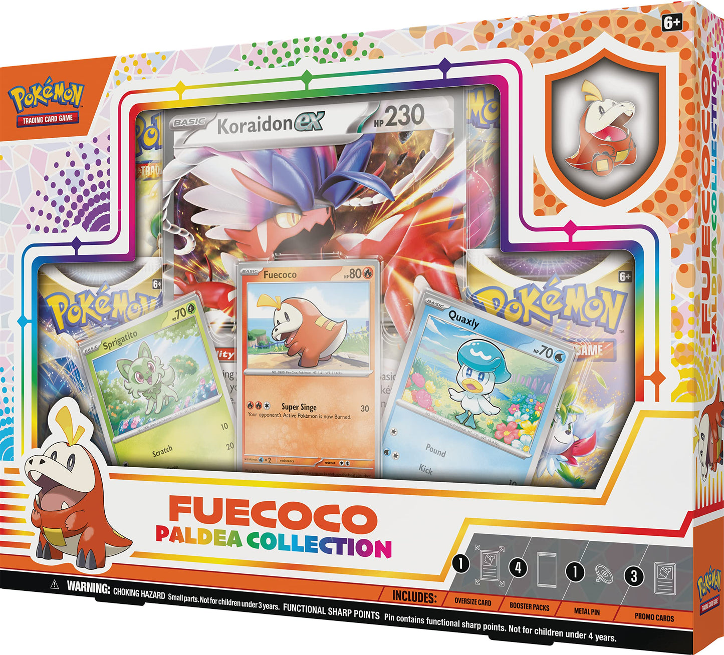 Pokemon TCG: Paldea Collection - Fuecoco (3 Foil Promo Cards, 1 Foil Oversize Card & 4 Booster Packs)