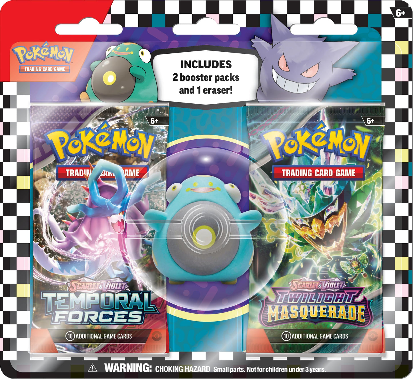 Pokemon TCG: Back to School Eraser Blister  -  Bellibolt (1 Eraser & 2 Booster Packs)