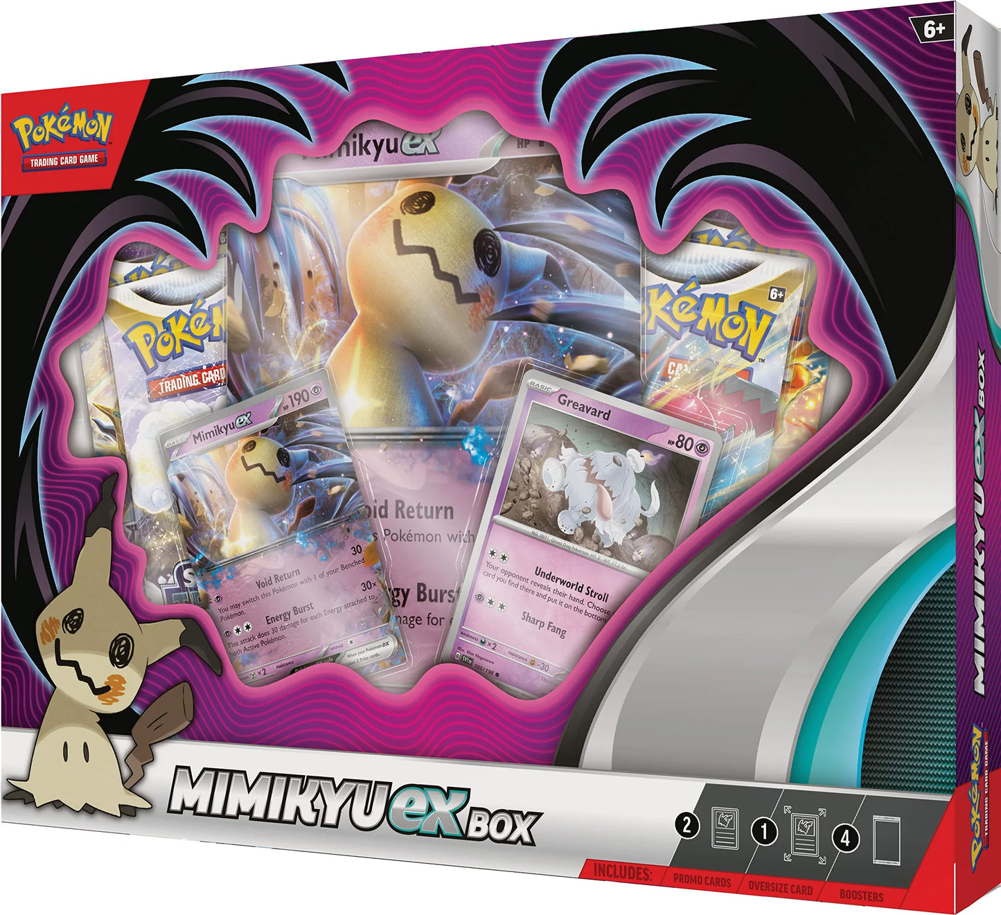 Pokemon TCG: Mimikyu ex Box (2 Foil Promo Cards, 1 Foil Oversize Card & 4 Booster Packs)