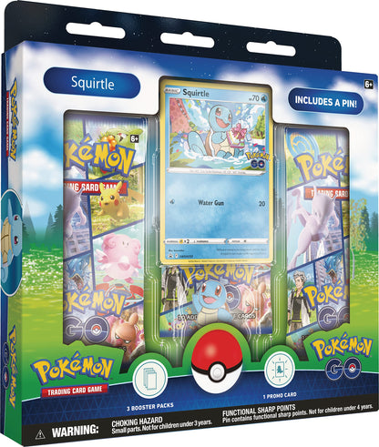 TCG: Pokemon GO Pin Collection - Squirtle (1 Foil Promo Card, 1 Collector's Pin & 3 Booster Packs)