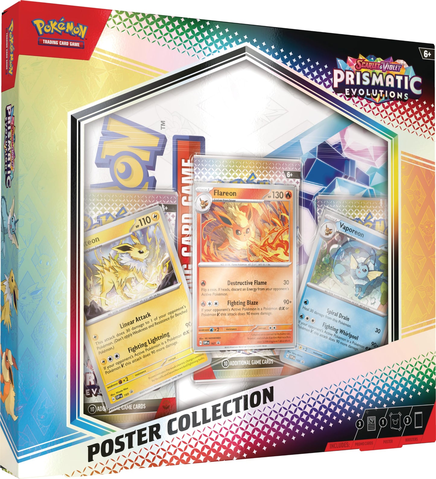 Pokémon TCG: Scarlet & Violet—Prismatic Evolutions Poster Collection (3 Booster Packs & 3 Foil Promo Cards)