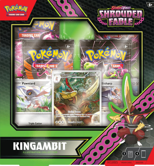 Pokemon TCG: Scarlet & Violet - Shrouded Fable Kingambit Illustration Collection (1 Full-Art Foil Promo Card, 2 Foil Cards & 4 Booster Packs)