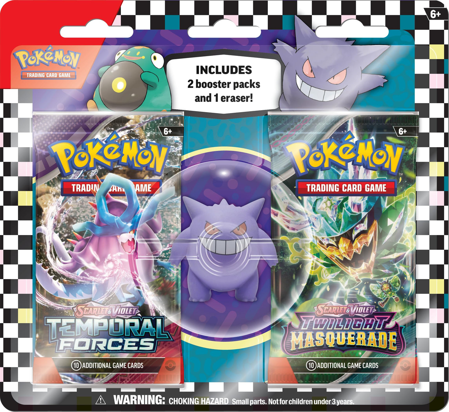 Pokemon TCG: Back to School Eraser Blister  -  Gengar (1 Eraser & 2 Booster Packs)