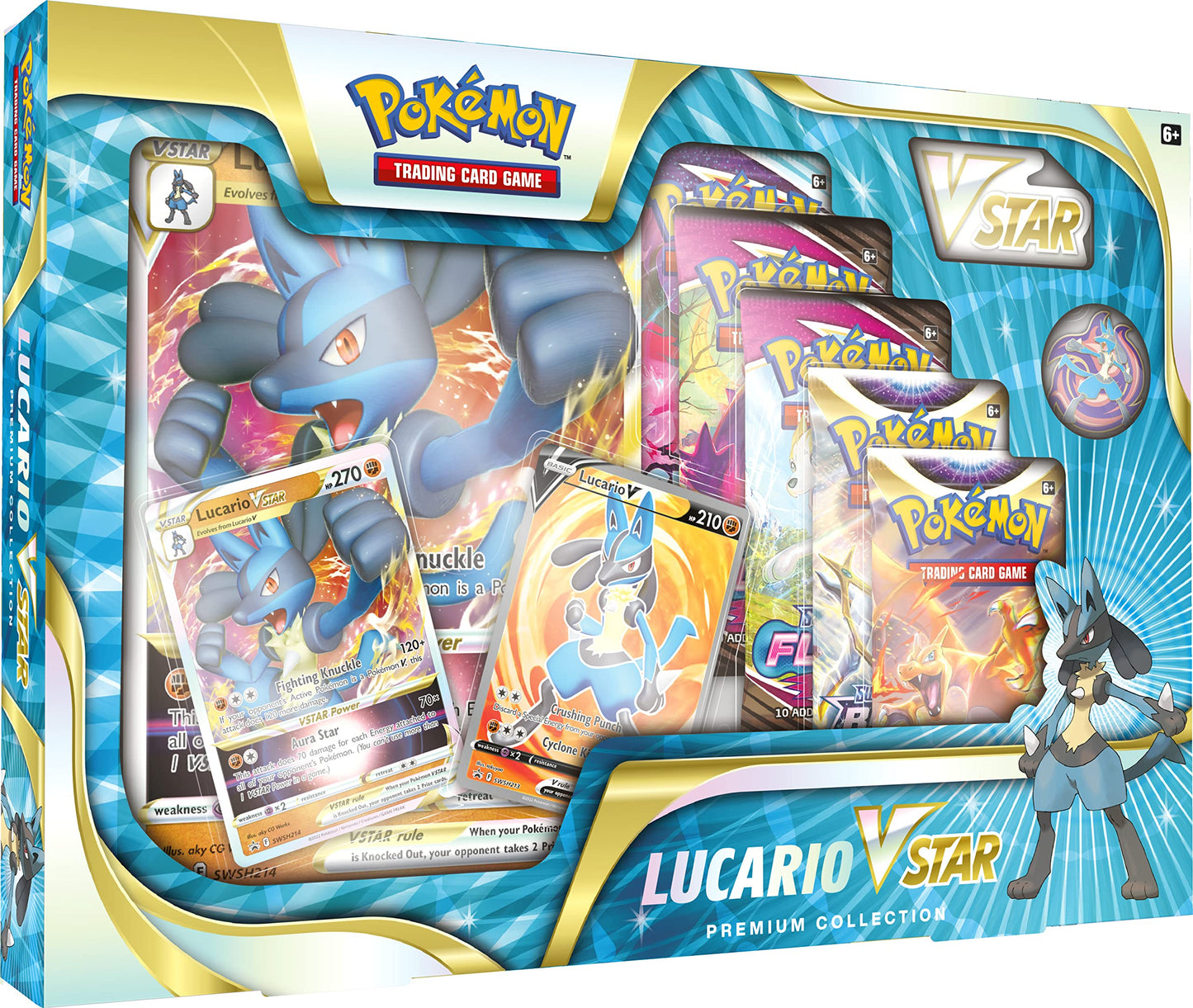 Pokemon TCG: Lucario VSTAR Premium Collection (2 Foil Promo Cards & 5 Booster Packs)