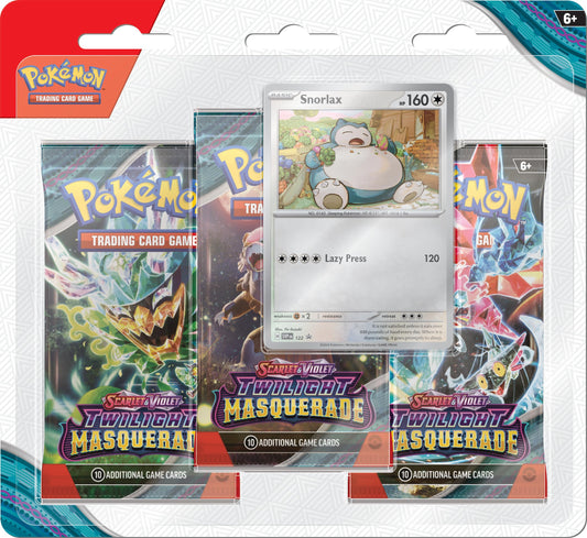 TCG: Scarlet & Violet - Twilight Masquerade 3-Pack Blister: Snorlax (3 Booster Packs & 1 Foil Promo)