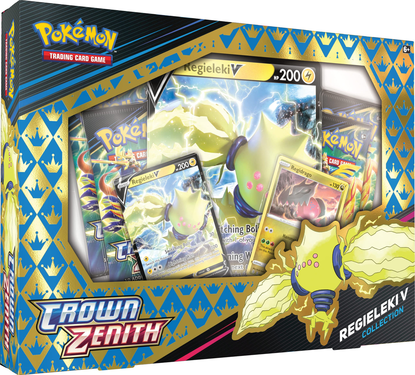 Pokemon TCG: Crown Zenith Collection - Regieleki V (2 Foil Promo Cards, 1 Foil Oversize Card & 4 Booster Packs)