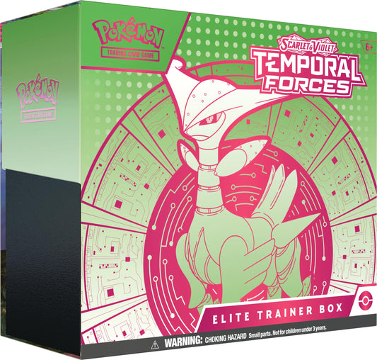 TCG: Scarlet & Violet - Temporal Forces Elite Trainer Box - Walking Wake (1 Full-Art Flutter Mane Promo Card, 9 Boosters & Premium Accessories)