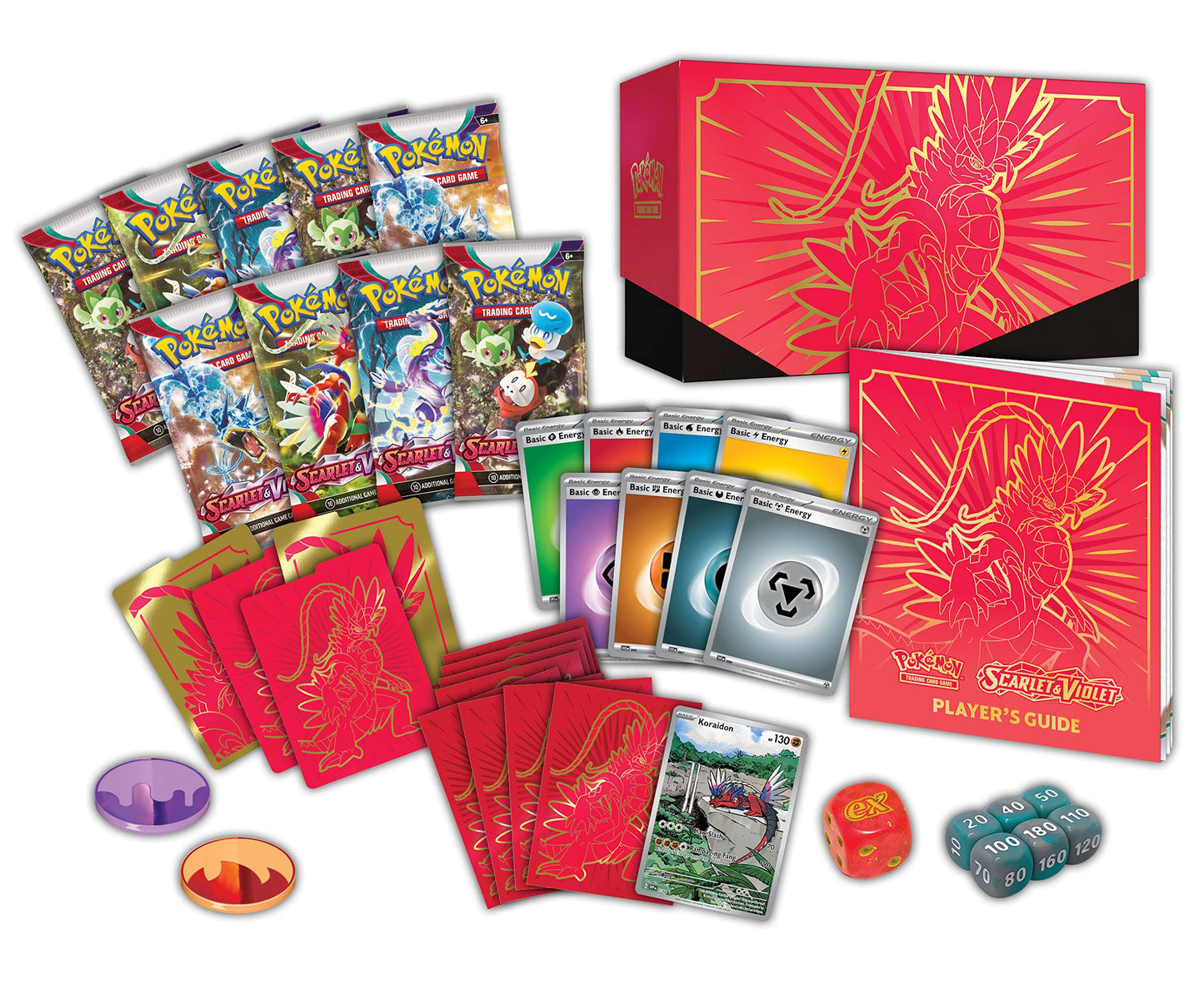 TCG: Scarlet and Violet Elite Trainer Box - Koraidon Red (1 Full Art Promo Card, 9 Boosters and Premium Accessories)