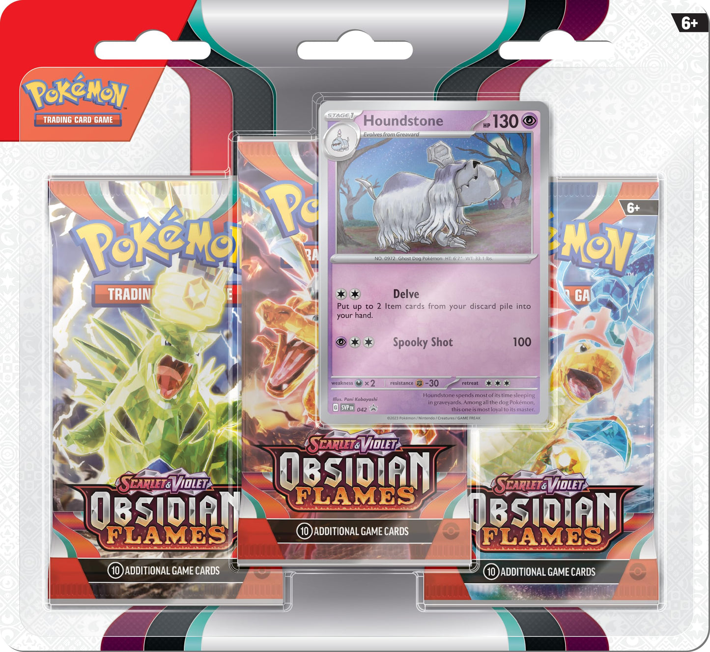 Pokemon TCG: Scarlet & Violet - Obsidian Flames Triple Pack - Houndstone (3 Booster Packs & Foil Promo Card)