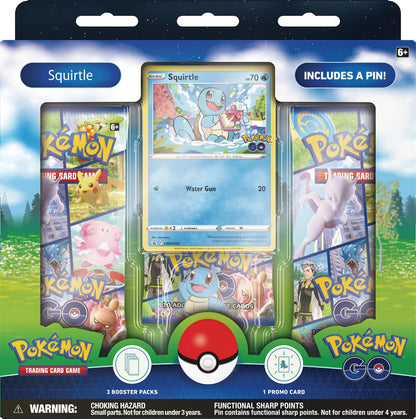 TCG: Pokemon GO Pin Collection - Squirtle (1 Foil Promo Card, 1 Collector's Pin & 3 Booster Packs)