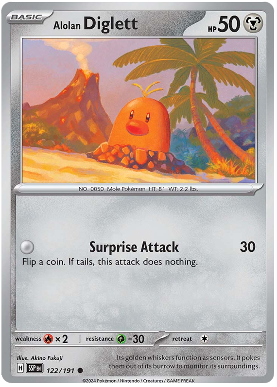 Pokemon Surging Sparks Card List - Alolan Diglett Surging Sparks Common #122/191