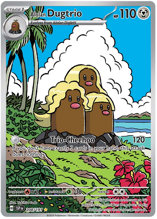 Pokemon Surging Sparks Card List - Alolan Dugtrio Surging Sparks Illustration Rare #208/191