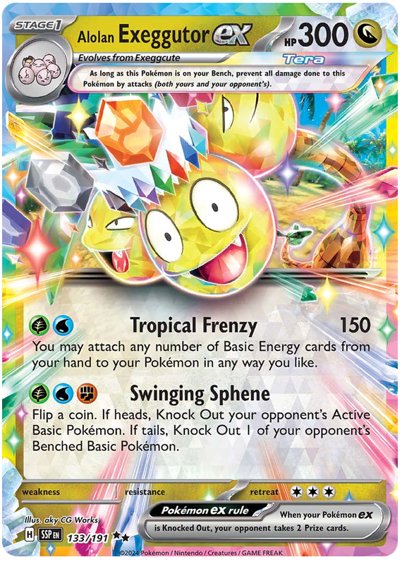 Pokemon Surging Sparks Card List - Alolan Exeggutor ex Surging Sparks Double Rare #133/191