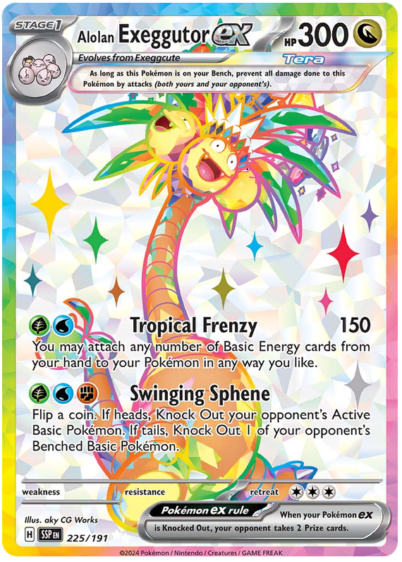 Pokemon Surging Sparks Card List - Alolan Exeggutor ex Surging Sparks Ultra Rare #225/191