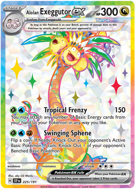 Pokemon Surging Sparks Card List - Alolan Exeggutor ex Surging Sparks Ultra Rare #225/191