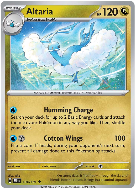 Pokemon Surging Sparks Card List - Altaria Surging Sparks Uncommon #134/191