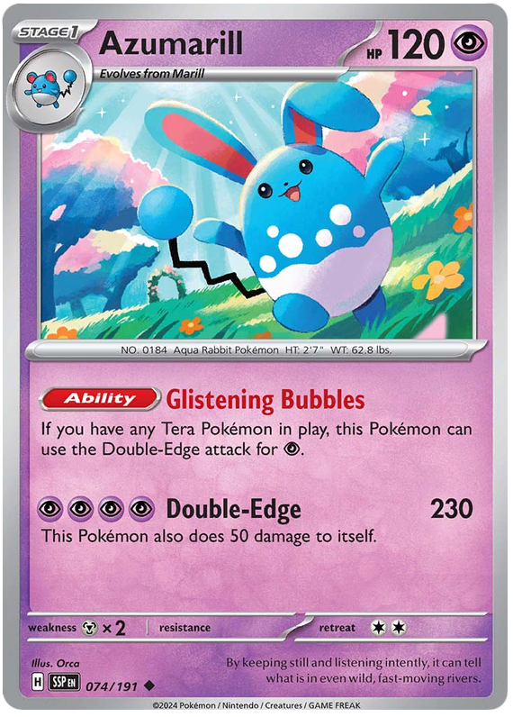 Pokemon Surging Sparks Card List - Azumarill Surging Sparks Uncommon #074/191