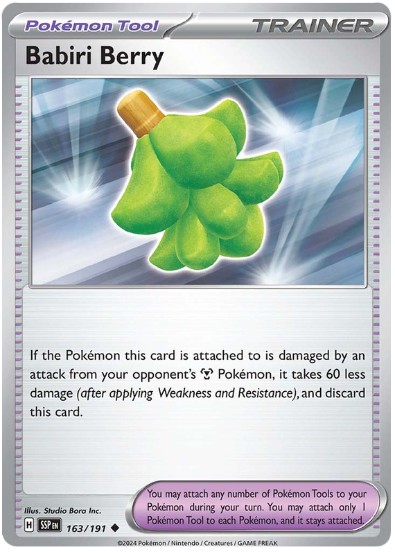 Pokemon Surging Sparks Card List - Babiri Berry Surging Sparks Uncommon #163/191