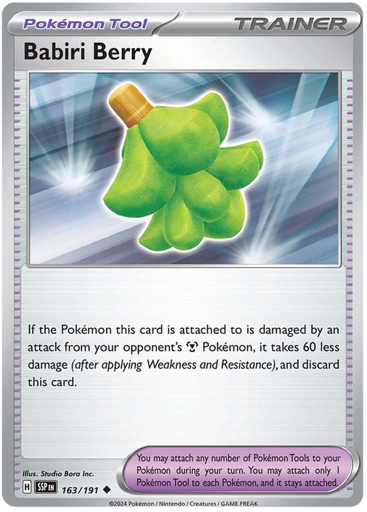 Pokemon Surging Sparks Card List - Babiri Berry Surging Sparks Uncommon #163/191