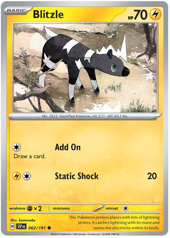 Pokemon Surging Sparks Card List - Blitzle Surging Sparks Common #062/191