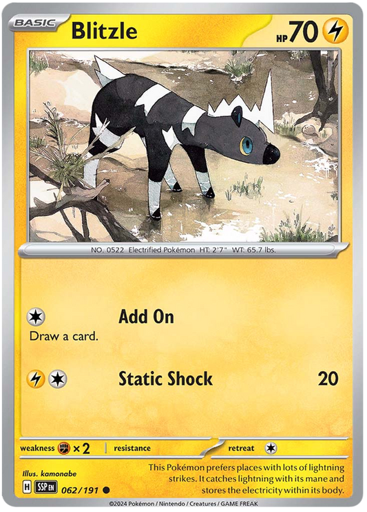 Pokemon Surging Sparks Card List - Blitzle Surging Sparks Common #062/191