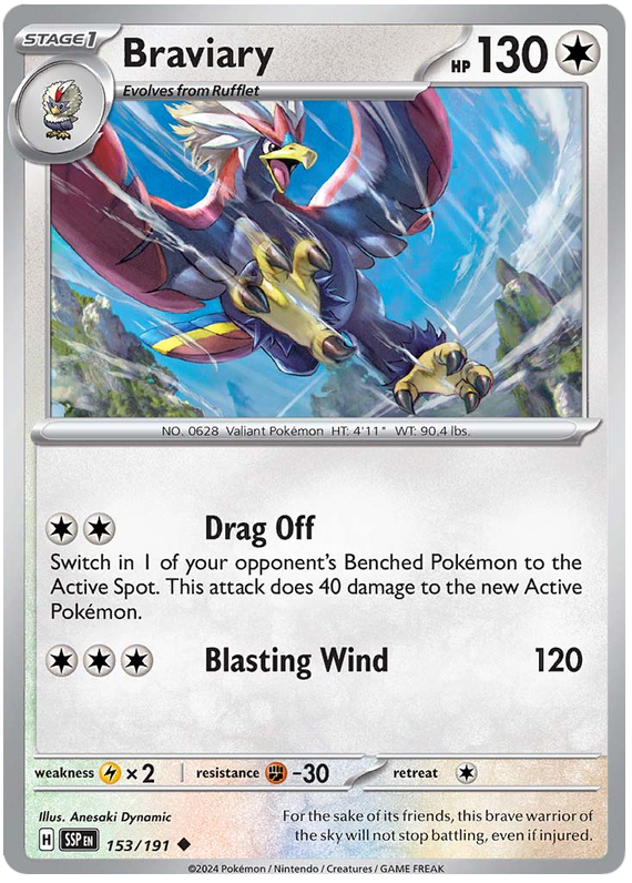 Pokemon Surging Sparks Card List - Braviary Surging Sparks Uncommon #153/191