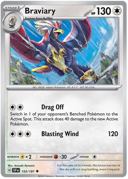 Pokemon Surging Sparks Card List - Braviary Surging Sparks Uncommon #153/191