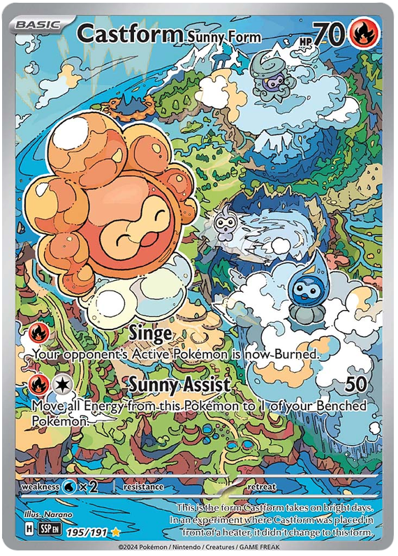 Pokemon Surging Sparks Card List - Castform Sunny Form Surging Sparks Illustration Rare #195/191