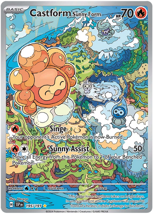 Pokemon Surging Sparks Card List - Castform Sunny Form Surging Sparks Illustration Rare #195/191