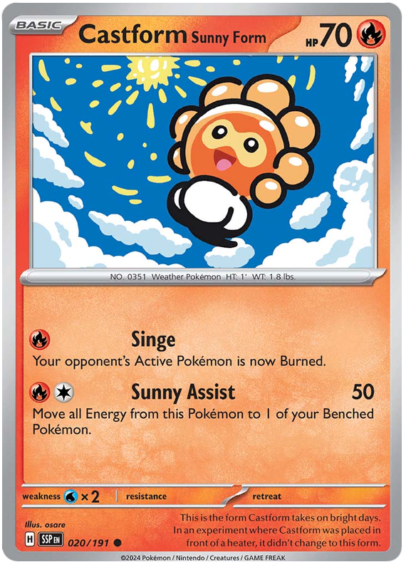 Pokemon Surging Sparks Card List - Castform Sunny Form Surging Sparks Common #020/191