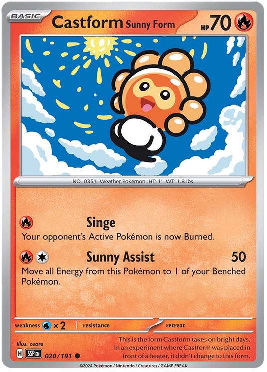 Pokemon Surging Sparks Card List - Castform Sunny Form Surging Sparks Common #020/191