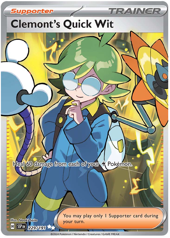 Pokemon Surging Sparks Card List - Clemont's Quick Wit Surging Sparks Ultra Rare #229/191