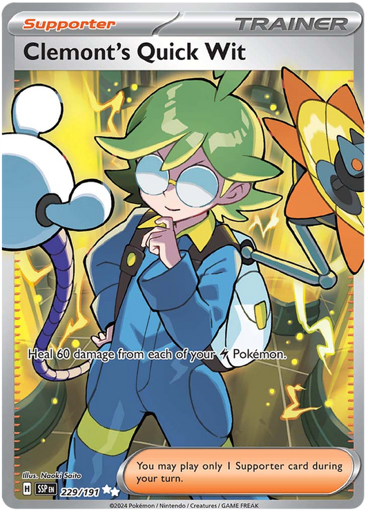 Pokemon Surging Sparks Card List - Clemont's Quick Wit Surging Sparks Ultra Rare #229/191