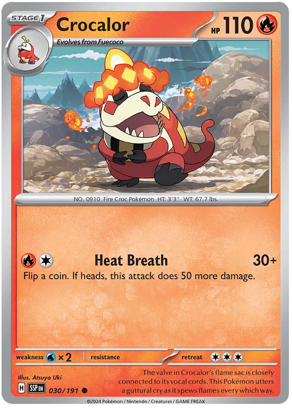 Pokemon Surging Sparks Card List - Crocalor Surging Sparks Common #030/191