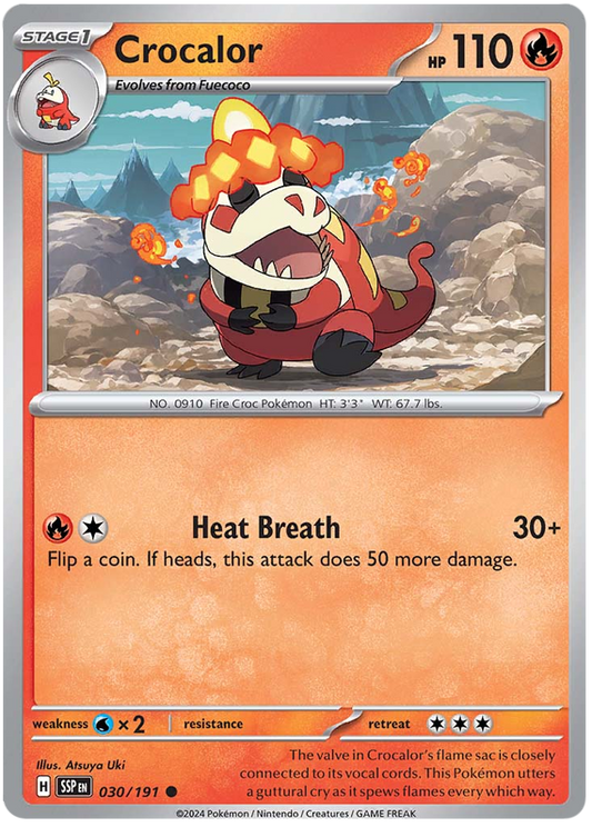 Pokemon Surging Sparks Card List - Crocalor Surging Sparks Common #030/191