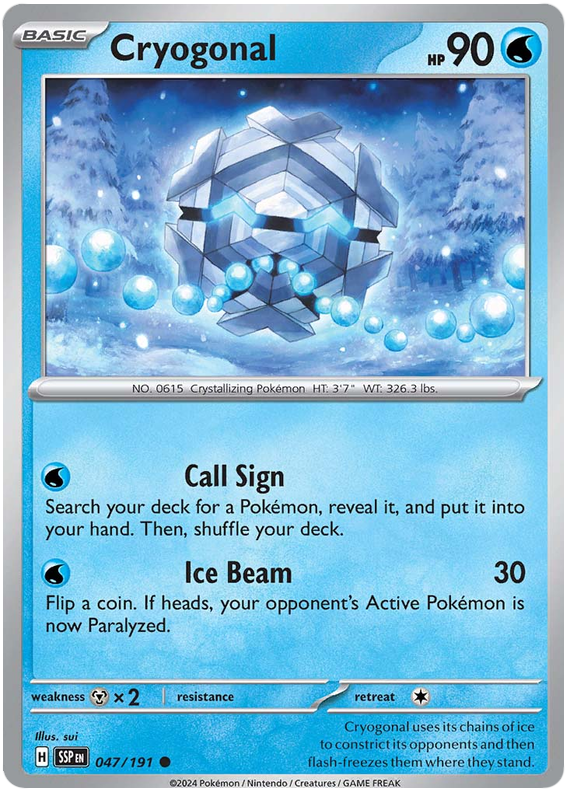 Pokemon Surging Sparks Card List - Cryogonal Surging Sparks Common #047/191