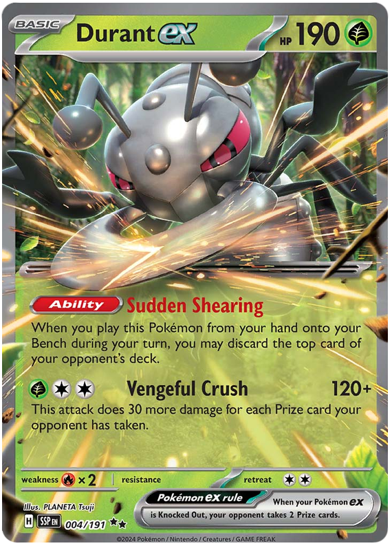 Pokemon Surging Sparks Card List - Durant ex Surging Sparks Double Rare #004/191