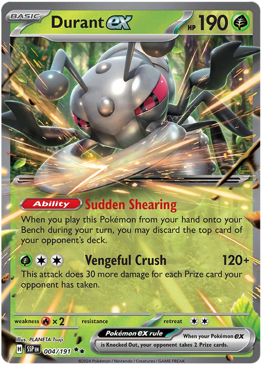 Pokemon Surging Sparks Card List - Durant ex Surging Sparks Double Rare #004/191