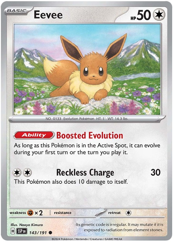 Pokemon Surging Sparks Card List - Eevee Surging Sparks Common #143/191