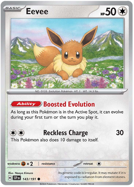 Pokemon Surging Sparks Card List - Eevee Surging Sparks Common #143/191