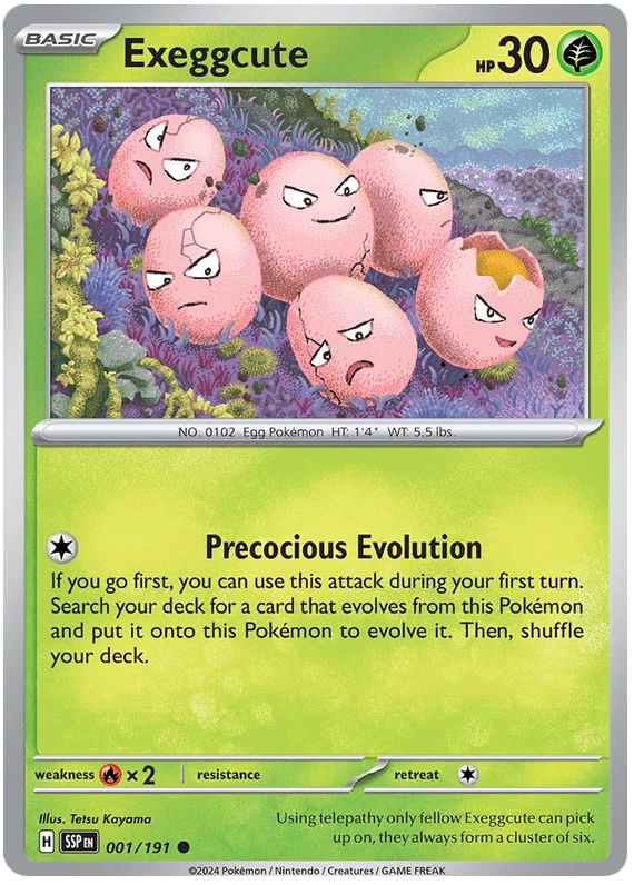 Pokemon Surging Sparks Card List - Exeggcute Surging Sparks Common #001/191