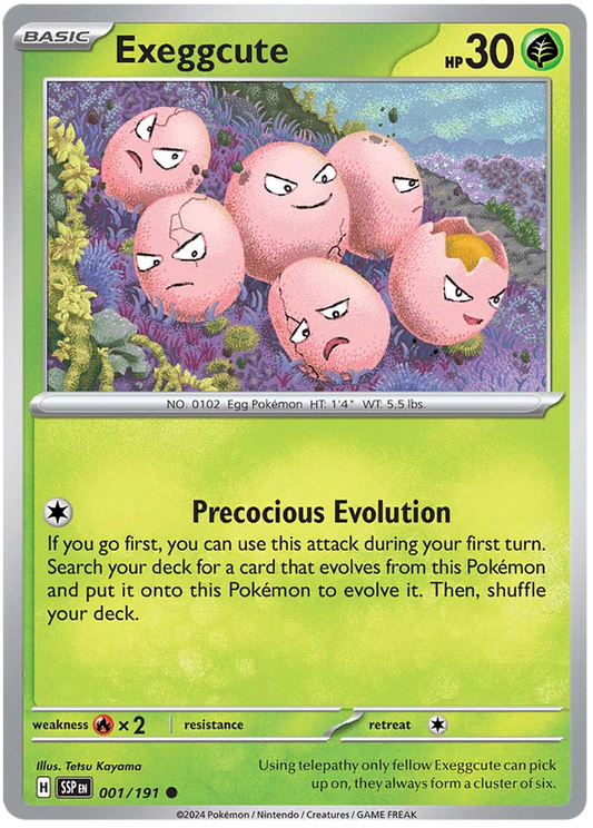 Pokemon Surging Sparks Card List - Exeggcute Surging Sparks Common #001/191